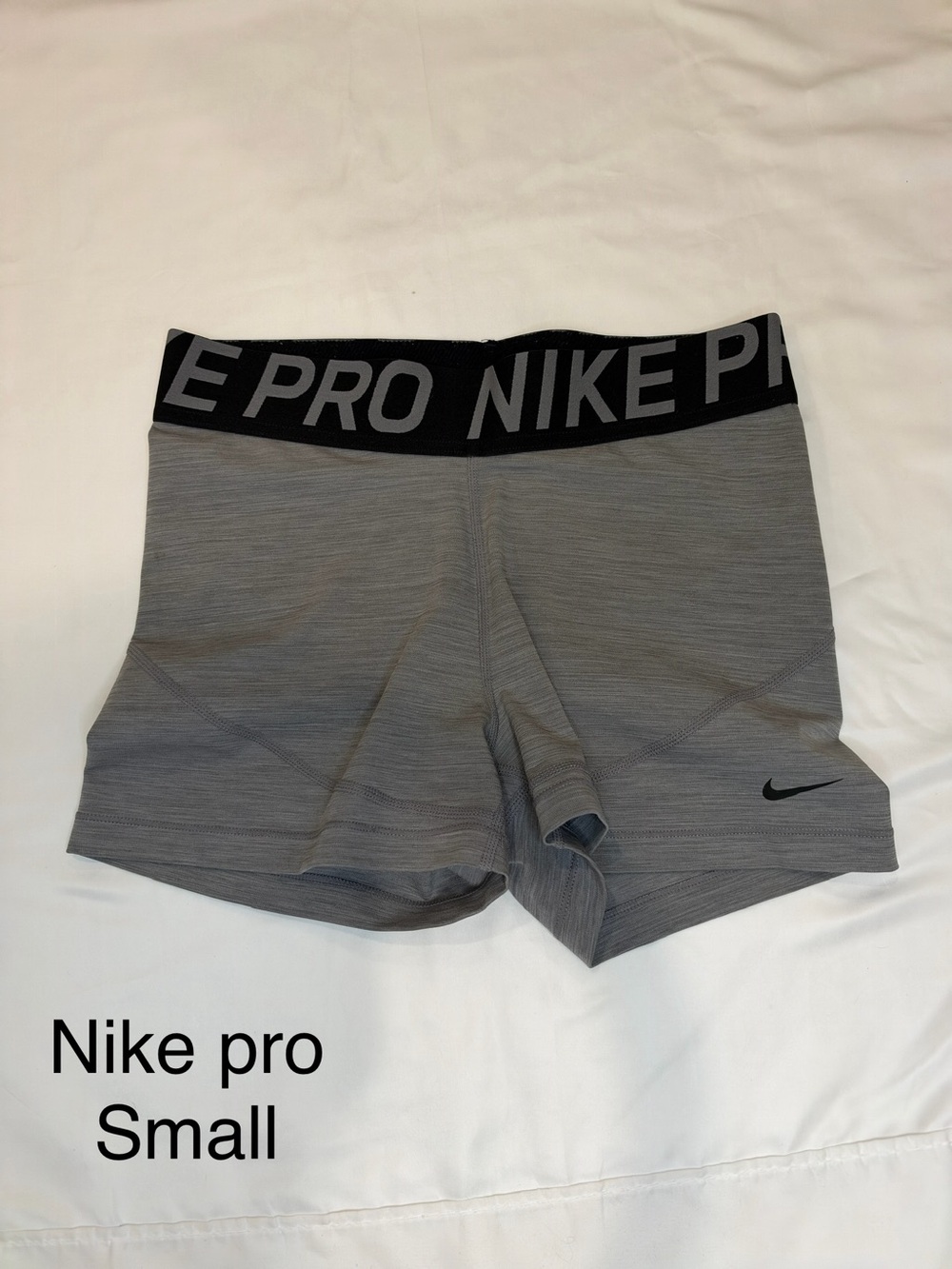Nike Women's Grey Pro Bike Shorts with Black Waistband